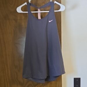 Nike Women's Tank Top - Gray with Pink Logo